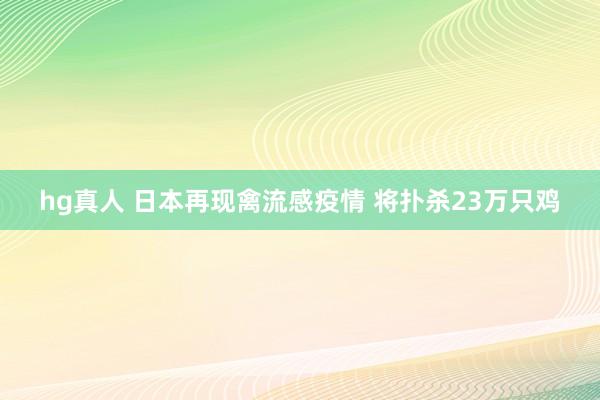 hg真人 日本再现禽流感疫情 将扑杀23万只鸡