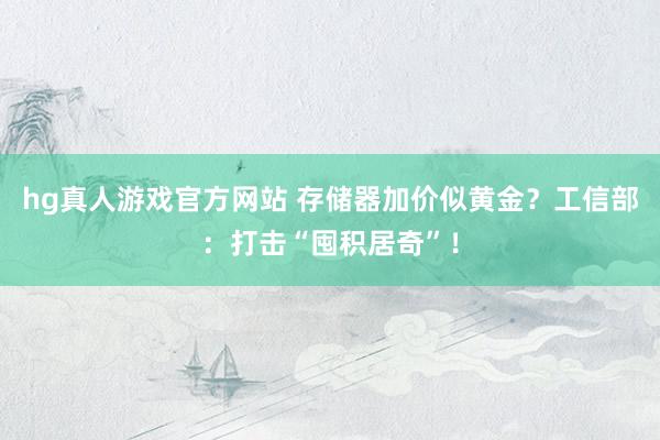 hg真人游戏官方网站 存储器加价似黄金？工信部：打击“囤积居奇”！