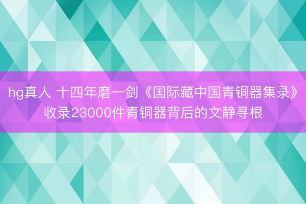 hg真人 十四年磨一剑《国际藏中国青铜器集录》收录23000件青铜器背后的文静寻根